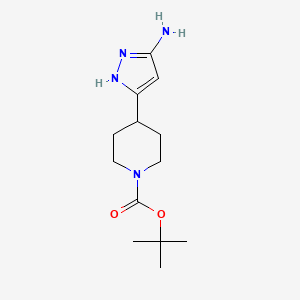 tert-Butyl 4-(5-amino-1H-pyrazol-3-yl)piperidine-1-carboxylate chemical structure (CAS 1169563-99-8)