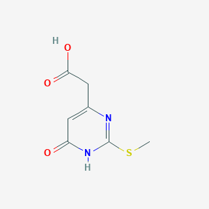 2-(2-(Methylthio)-6-oxo-1,6-dihydropyrimidin-4-yl)acetic acid chemical structure (CAS 1170224-11-9)