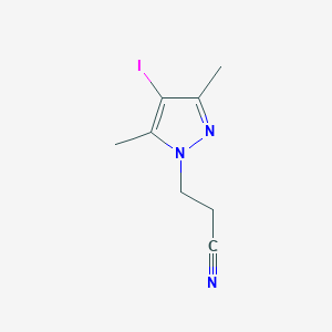 3-(4-Iodo-3,5-dimethyl-1H-pyrazol-1-yl)propanenitrile chemical structure (CAS 1170855-52-3)