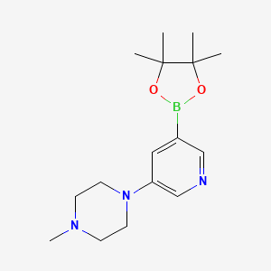 1-Methyl-4-(5-(4,4,5,5-tetramethyl-1,3,2-dioxaborolan-2-yl)pyridin-3-yl)piperazine chemical structure (CAS 1171892-37-7)