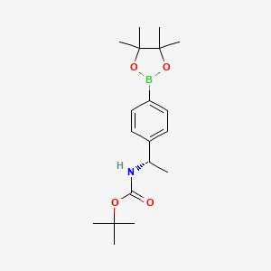 (S)-tert-Butyl (1-(4-(4,4,5,5-tetramethyl-1,3,2-dioxaborolan-2-yl)phenyl)ethyl)carbamate chemical structure (CAS 1171897-03-2)
