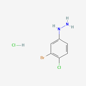(3-Bromo-4-chlorophenyl)hydrazine hydrochloride chemical structure (CAS 1172589-41-1)