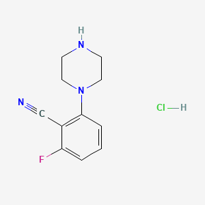2-Fluoro-6-(piperazin-1-yl)benzonitrile hydrochloride chemical structure (CAS 1172753-27-3)
