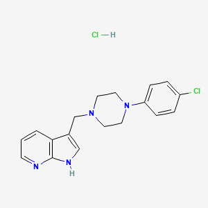3-((4-(4-Chlorophenyl)piperazin-1-yl)methyl)-1H-pyrrolo[2,3-b]pyridine hydrochloride chemical structure (CAS 1173023-36-3)