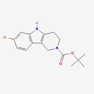 tert-Butyl 7-bromo-3,4-dihydro-1H-pyrido[4,3-b]indole-2(5H)-carboxylate chemical structure (CAS 1173155-30-0)