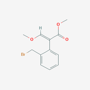 (E)-Methyl 2-(2-(bromomethyl)phenyl)-3-methoxyacrylate chemical structure (CAS 117428-49-6)