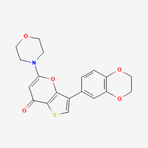 3-(2,3-Dihydrobenzo[b][1,4]dioxin-6-yl)-5-morpholino-7H-thieno[3,2-b]pyran-7-one chemical structure (CAS 1174428-47-7)