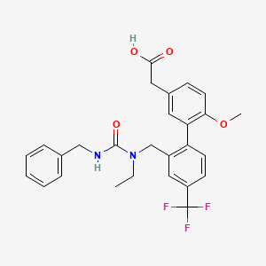 2-(2'-((3-Benzyl-1-ethylureido)methyl)-6-methoxy-4'-(trifluoromethyl)-[1,1'-biphenyl]-3-yl)acetic acid chemical structure (CAS 1175526-27-8)