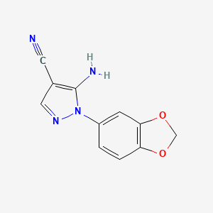 5-Amino-1-(benzo[d][1,3]dioxol-5-yl)-1H-pyrazole-4-carbonitrile chemical structure (CAS 1176583-72-4)