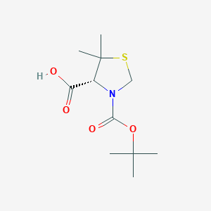(R)-3-(tert-Butoxycarbonyl)-5,5-dimethylthiazolidine-4-carboxylic acid chemical structure (CAS 117918-23-7)