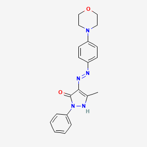 (E)-5-Methyl-4-(2-(4-morpholinophenyl)hydrazono)-2-phenyl-2,4-dihydro-3H-pyrazol-3-one chemical structure (CAS 117953-17-0)