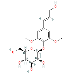 (2R,3S,4S,5R,6S)-2-(Hydroxymethyl)-6-(4-((E)-3-hydroxyprop-1-en-1-yl)-2,6-dimethoxyphenoxy)tetrahydro-2H-pyran-3,4,5-triol chemical structure (CAS 118-34-3)