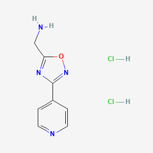 (3-(Pyridin-4-yl)-1,2,4-oxadiazol-5-yl)methanamine dihydrochloride chemical structure (CAS 1181458-05-8)