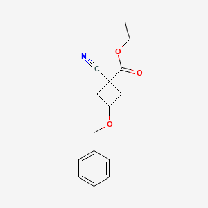 Ethyl 3-(benzyloxy)-1-cyanocyclobutanecarboxylate chemical structure (CAS 1181816-13-6)