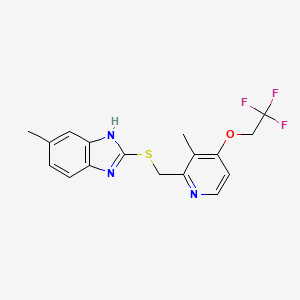 6-Methyl-2-(((3-methyl-4-(2,2,2-trifluoroethoxy)pyridin-2-yl)methyl)thio)-1H-benzo[d]imidazole chemical structure (CAS 1182733-62-5)