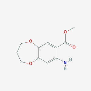 Methyl 8-amino-3,4-dihydro-2H-benzo[b][1,4]dioxepine-7-carboxylate chemical structure (CAS 1183729-76-1)