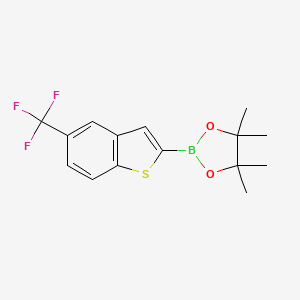 4,4,5,5-Tetramethyl-2-(5-(trifluoromethyl)benzo[b]thiophen-2-yl)-1,3,2-dioxaborolane chemical structure (CAS 1184850-41-6)
