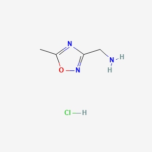 (5-Methyl-1,2,4-oxadiazol-3-yl)methanamine hydrochloride chemical structure (CAS 1184986-84-2)