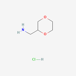 (1,4-Dioxan-2-yl)methanamine hydrochloride chemical structure (CAS 1185156-19-7)