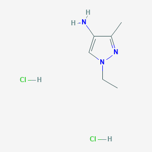 1-Ethyl-3-methyl-1H-pyrazol-4-amine dihydrochloride chemical structure (CAS 1185293-13-3)