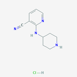 2-(Piperidin-4-ylamino)nicotinonitrile hydrochloride chemical structure (CAS 1185309-59-4)