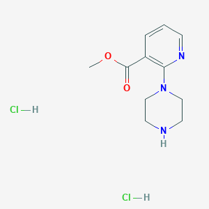 Methyl 2-(piperazin-1-yl)nicotinate dihydrochloride chemical structure (CAS 1185317-00-3)