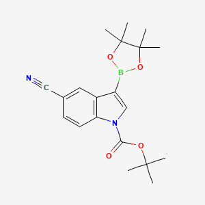 tert-Butyl 5-cyano-3-(4,4,5,5-tetramethyl-1,3,2-dioxaborolan-2-yl)-1H-indole-1-carboxylate chemical structure (CAS 1185427-07-9)