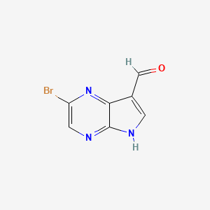 2-Bromo-5H-pyrrolo[2,3-b]pyrazine-7-carbaldehyde chemical structure (CAS 1185428-32-3)