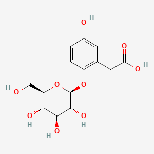 2-(5-Hydroxy-2-(((2S,3R,4S,5S,6R)-3,4,5-trihydroxy-6-(hydroxymethyl)tetrahydro-2H-pyran-2-yl)oxy)phenyl)acetic acid chemical structure (CAS 118555-82-1)