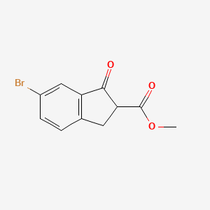 Methyl 6-bromo-1-oxo-2,3-dihydro-1H-indene-2-carboxylate chemical structure (CAS 1186048-01-0)