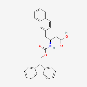 (S)-3-((((9H-Fluoren-9-yl)methoxy)carbonyl)amino)-4-(naphthalen-2-yl)butanoic acid chemical structure (CAS 1186216-21-6)