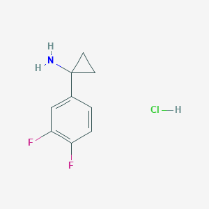 1-(3,4-Difluorophenyl)cyclopropanamine hydrochloride chemical structure (CAS 1186663-16-0)
