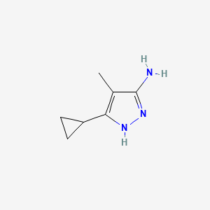 3-Cyclopropyl-4-methyl-1H-pyrazol-5-amine chemical structure (CAS 1187027-13-9)