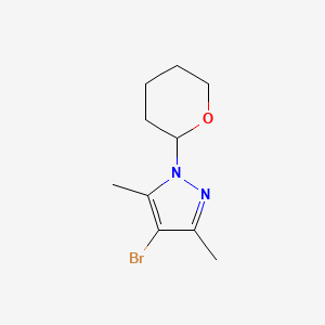 4-Bromo-3,5-dimethyl-1-(tetrahydro-2H-pyran-2-yl)-1H-pyrazole chemical structure (CAS 1187385-69-8)