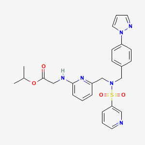Isopropyl (6-((N-(4-(1H-pyrazol-1-yl)benzyl)pyridine-3-sulfonamido)methyl)pyridin-2-yl)glycinate chemical structure (CAS 1187451-19-9)
