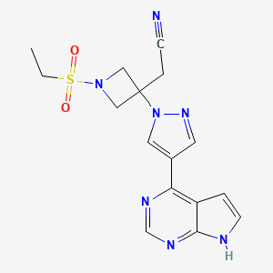 2-(3-(4-(3H-Pyrrolo[2,3-d]pyrimidin-4-yl)-1H-pyrazol-1-yl)-1-(ethylsulfonyl)azetidin-3-yl)acetonitrile chemical structure (CAS 1187594-09-7)
