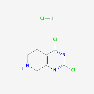 2,4-Dichloro-5,6,7,8-tetrahydropyrido[3,4-d]pyrimidine hydrochloride chemical structure (CAS 1187830-76-7)