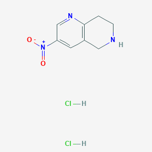 3-Nitro-5,6,7,8-tetrahydro-1,6-naphthyridine dihydrochloride chemical structure (CAS 1187928-81-9)