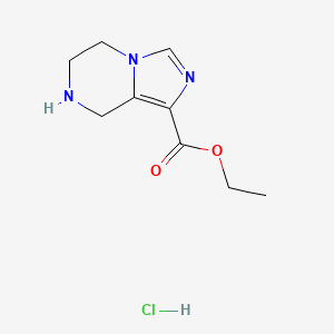 Ethyl 5,6,7,8-tetrahydroimidazo[1,5-a]pyrazine-1-carboxylate hydrochloride chemical structure (CAS 1187929-23-2)