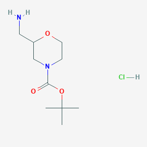 tert-Butyl 2-(aminomethyl)morpholine-4-carboxylate hydrochloride chemical structure (CAS 1187930-26-2)