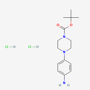 tert-Butyl 4-(4-aminophenyl)piperazine-1-carboxylate dihydrochloride chemical structure (CAS 1187930-99-9)