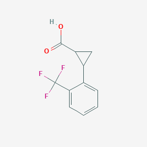 2-[2-(Trifluoromethyl)phenyl]cyclopropanecarboxylic Acid chemical structure (CAS 1187933-13-6)