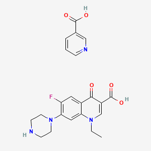 1-Ethyl-6-fluoro-4-oxo-7-(piperazin-1-yl)-1,4-dihydroquinoline-3-carboxylic acid nicotinic acid salt chemical structure (CAS 118803-81-9)