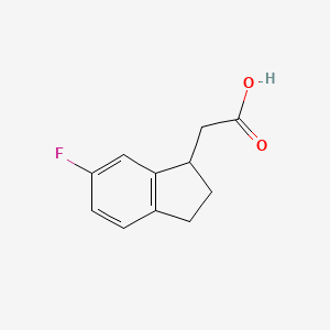2-(6-Fluoro-2,3-dihydro-1H-inden-1-yl)acetic acid chemical structure (CAS 1188044-87-2)
