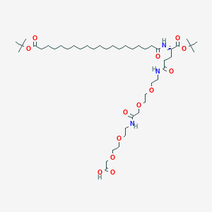 (S)-22-(tert-Butoxycarbonyl)-45,45-dimethyl-10,19,24,43-tetraoxo-3,6,12,15,44-pentaoxa-9,18,23-triazahexatetracontanoic acid chemical structure (CAS 1188328-37-1)