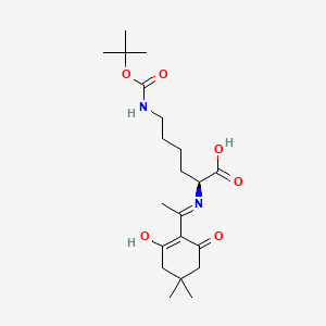 (S)-6-((tert-Butoxycarbonyl)amino)-2-((1-(4,4-dimethyl-2,6-dioxocyclohexylidene)ethyl)amino)hexanoic acid chemical structure (CAS 1189586-14-8)