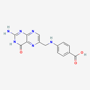 4-(((2-Amino-4-oxo-3,4-dihydropteridin-6-yl)methyl)amino)benzoic acid chemical structure (CAS 119-24-4)