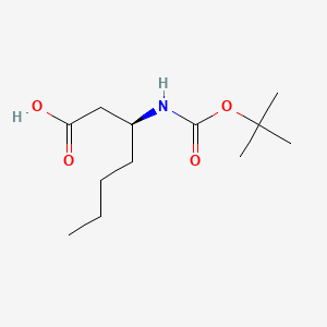(S)-3-((tert-Butoxycarbonyl)amino)heptanoic acid chemical structure (CAS 119005-45-7)