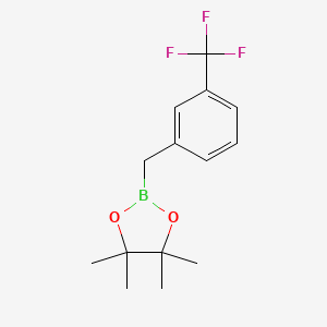4,4,5,5-Tetramethyl-2-(3-(trifluoromethyl)benzyl)-1,3,2-dioxaborolane chemical structure (CAS 1190235-39-2)