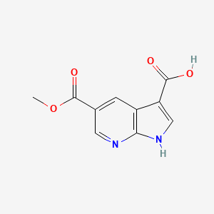5-(Methoxycarbonyl)-1H-pyrrolo[2,3-b]pyridine-3-carboxylic acid chemical structure (CAS 1190321-80-2)